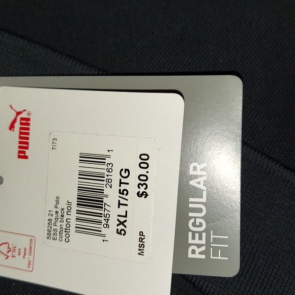 Puma 5XL Black Polo with White Logo - Picture 3 of 4